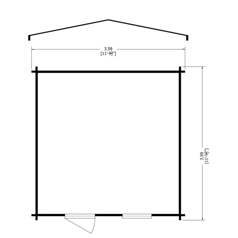 Shire Bucknells 11' 9" x 11' 9" Apex Log Cabin - Premium 44mm Cladding Tongue & Groove - Image 8