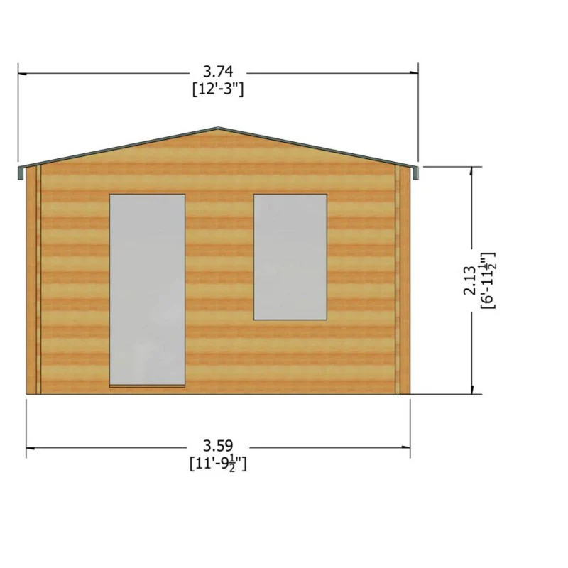 Bucknells 10' 11" x 11' 9" Apex Log Cabin - Premium 28mm Cladding Tongue & Groove - Image 9