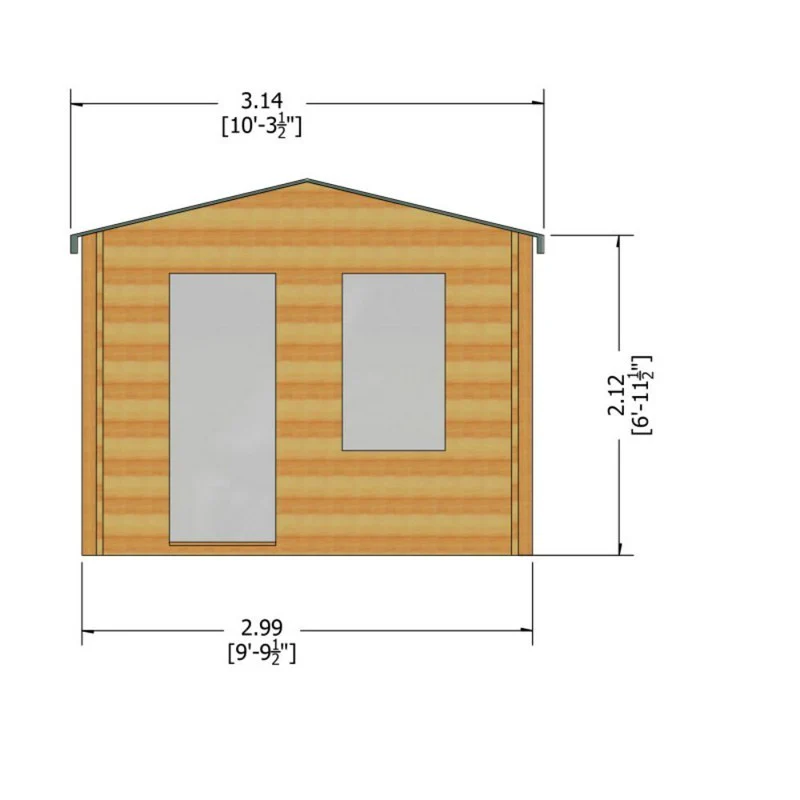 Shire Bucknells 9' 9" x 7' 10" Apex Log Cabin - Premium 44mm Cladding Tongue & Groove - Image 9