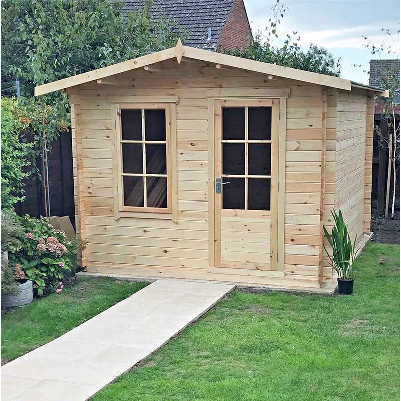Shire Bucknells 9' 9" x 9' 9" Apex Log Cabin - Premium 34mm Cladding Tongue & Groove - Image 3
