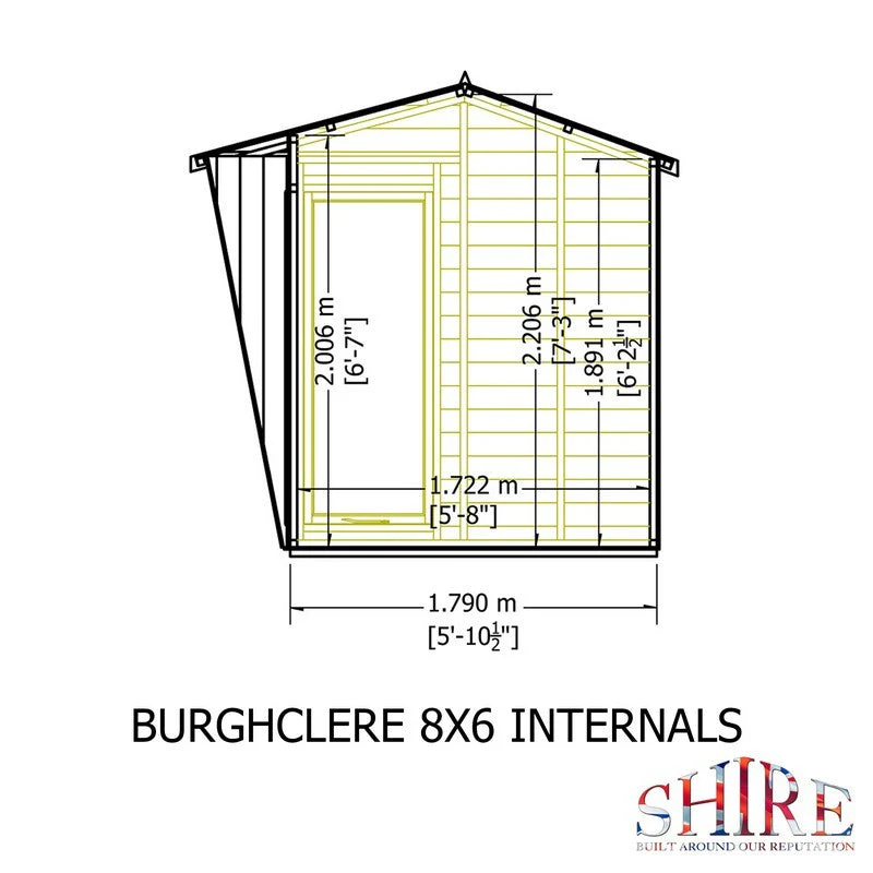 Shire Burghclere 7' 7" x 8' 2" Pent Summerhouse - Premium Dip Treated Shiplap - Image 10
