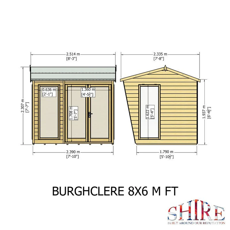 Shire Burghclere 7' 7" x 8' 2" Pent Summerhouse - Premium Dip Treated Shiplap - Image 11