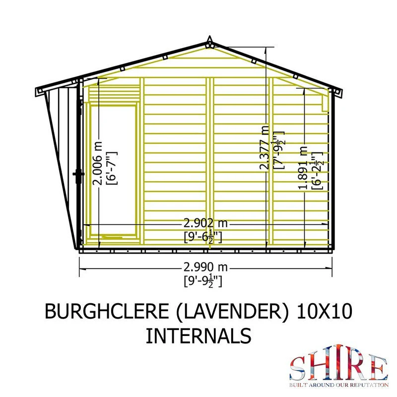 Shire Burghclere 9' 9" x 10' Pent Summerhouse - Premium Dip Treated Shiplap - Image 10