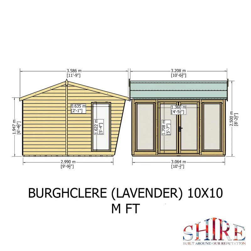 Shire Burghclere 9' 9" x 10' Pent Summerhouse - Premium Dip Treated Shiplap - Image 11