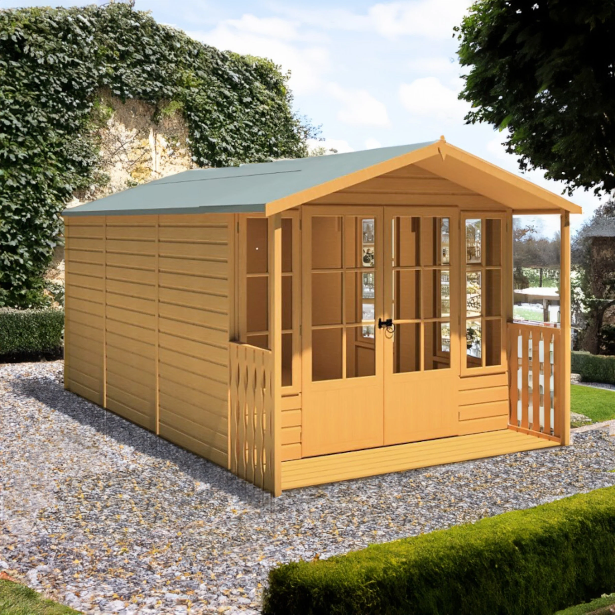 Shire Delmora 11' 6" x 8' Apex Summerhouse - Premium Dip Treated Shiplap