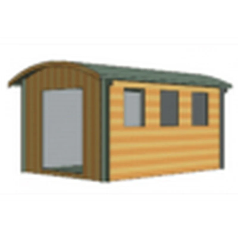 Shire Kilburn 9' 9" x 11' 9" Curved Log Cabin - Premium 70mm Cladding Tongue & Groove - Image 2
