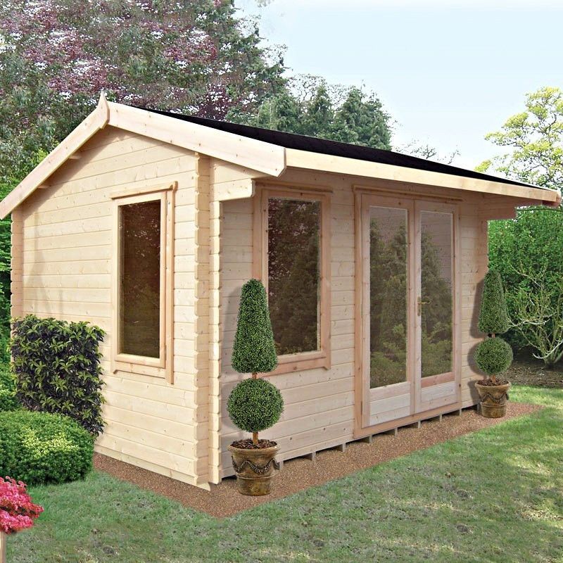 Marlborough 10' 11" x 9' 9" Reverse Apex Log Cabin - Classic 28mm Cladding Tongue & Groove