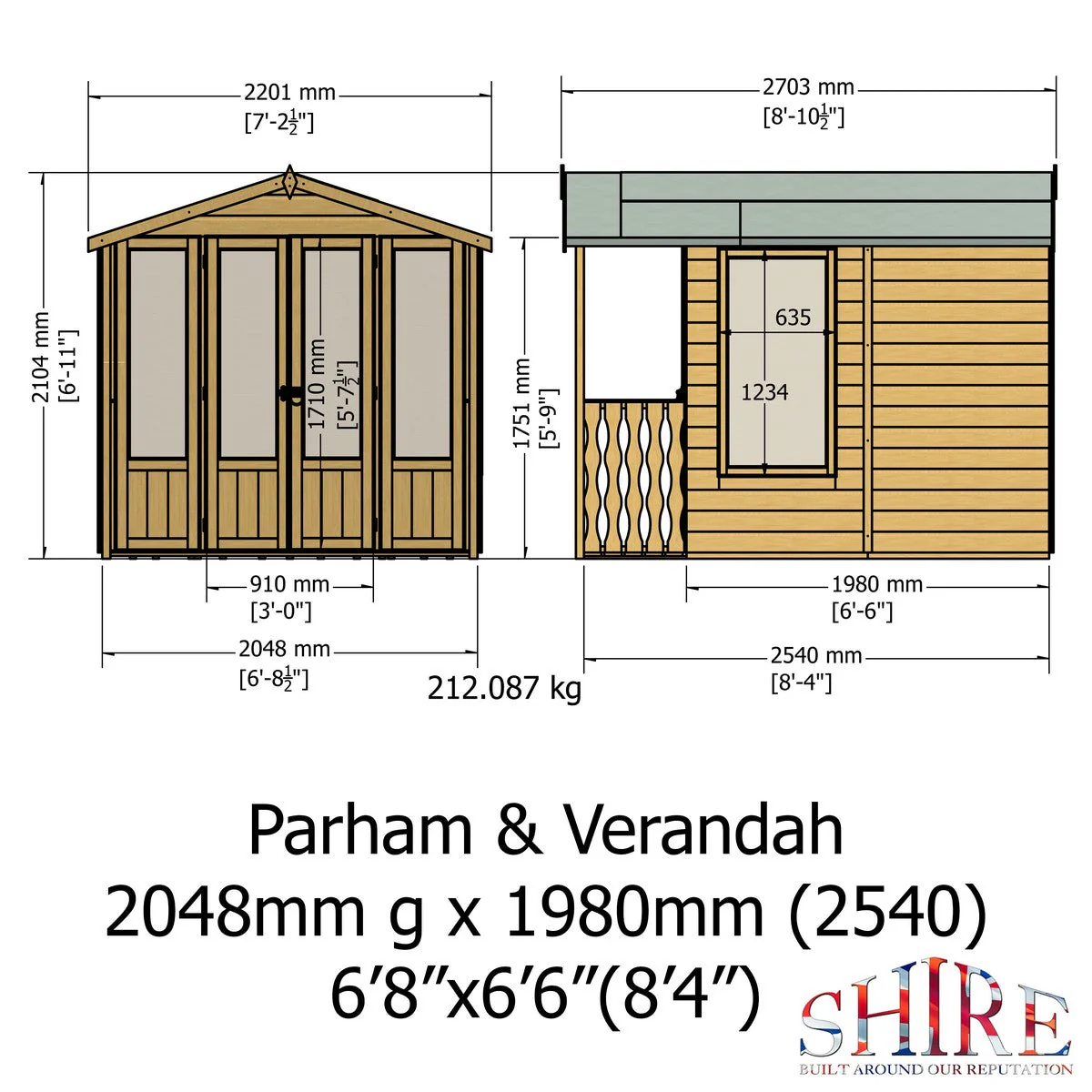 Shire Parham 8' 4" x 6' 8" Apex Summerhouse - Premium Dip Treated Shiplap - Image 4