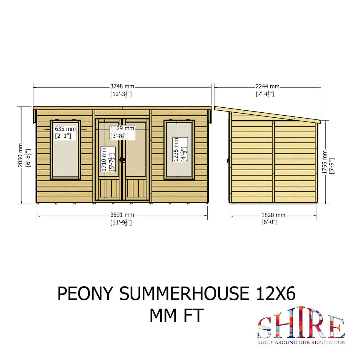 Shire Peony 7' 4" x 12' 3" Pent Summerhouse - Premium Dip Treated Shiplap - Image 8