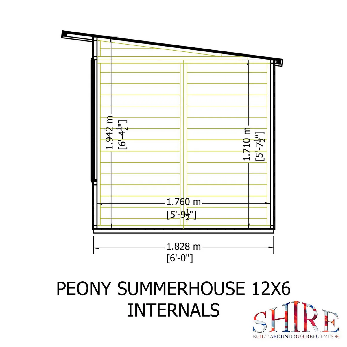 Shire Peony 7' 4" x 12' 3" Pent Summerhouse - Premium Dip Treated Shiplap - Image 9