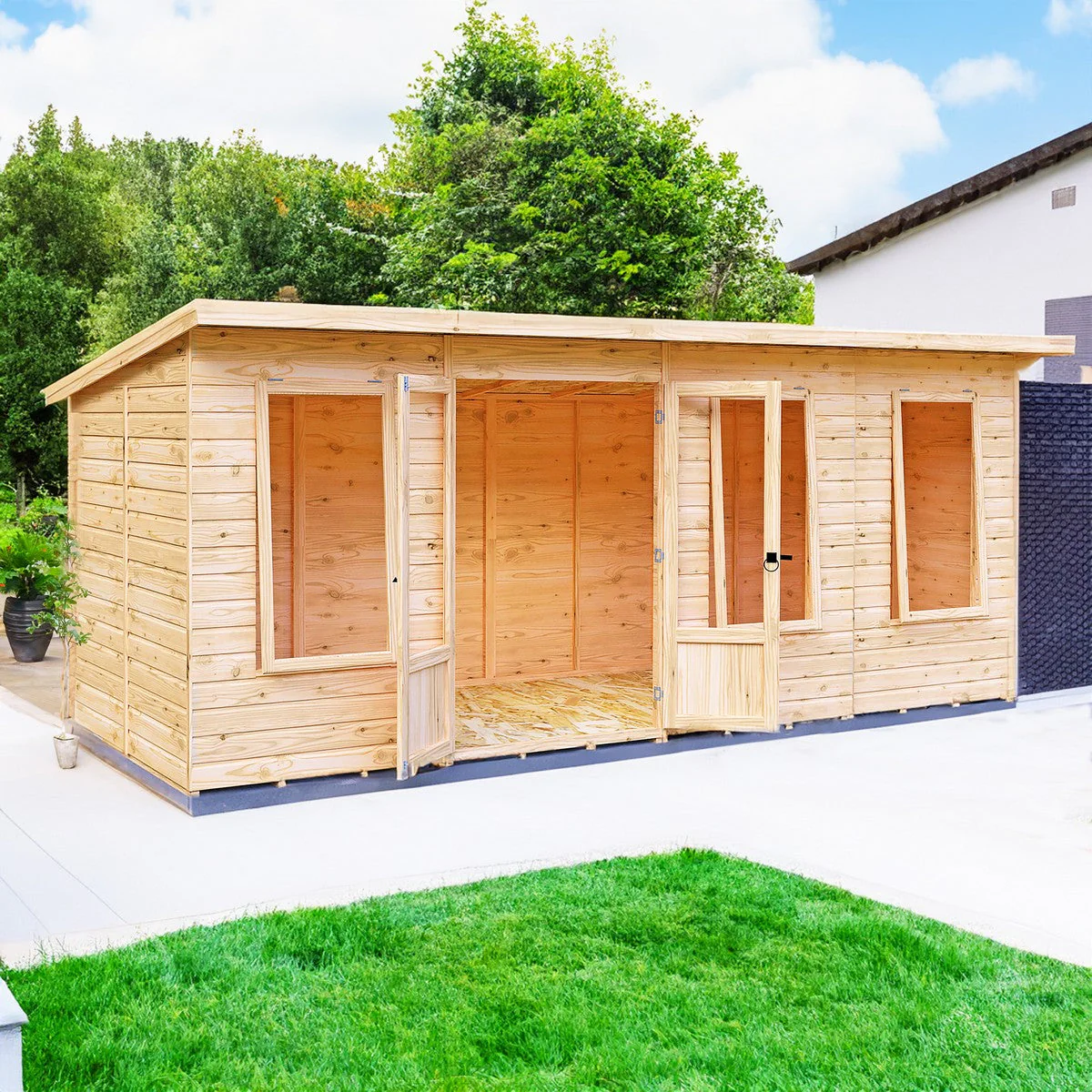 Shire Peony 7' 4" x 16' 2" Pent Summerhouse - Premium Dip Treated Shiplap - Image 3