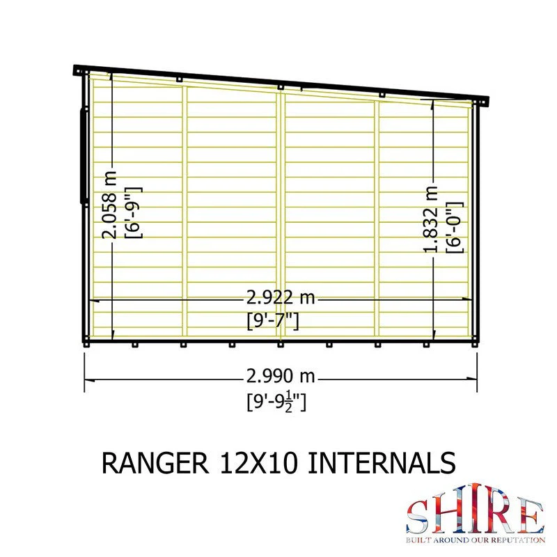 Shire Ranger 9' 9" x 11' 9" Pent Shed - Premium Coated Shiplap - Image 10