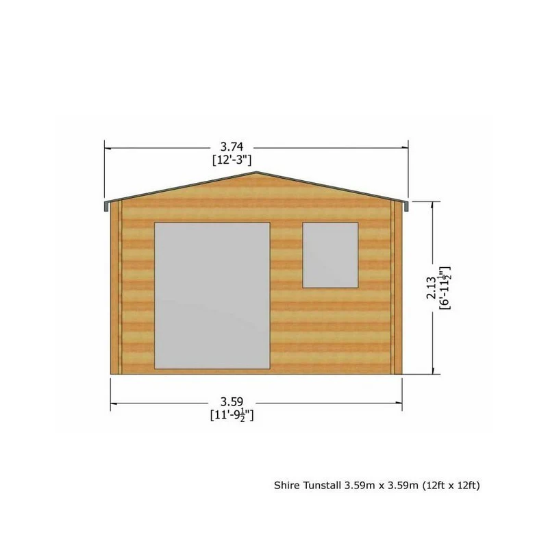 Shire Tunstall 11' 9" x 11' 9" Apex Log Cabin - Premium 28mm Cladding Tongue & Groove - Image 3