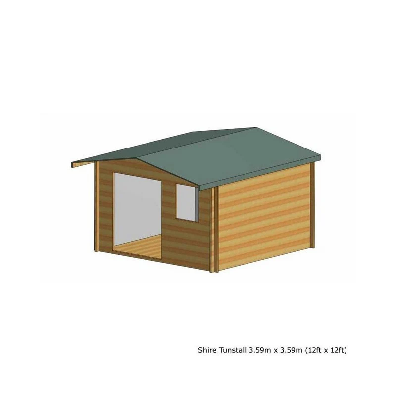 Shire Tunstall 11' 9" x 11' 9" Apex Log Cabin - Premium 70mm Cladding Tongue & Groove - Image 4