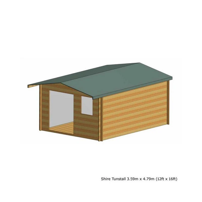 Shire Tunstall 11' 9" x 15' 8" Apex Log Cabin - Premium 44mm Cladding Tongue & Groove - Image 5