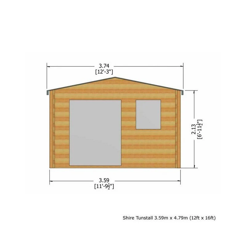 Shire Tunstall 11' 9" x 15' 8" Apex Log Cabin - Premium 70mm Cladding Tongue & Groove - Image 3