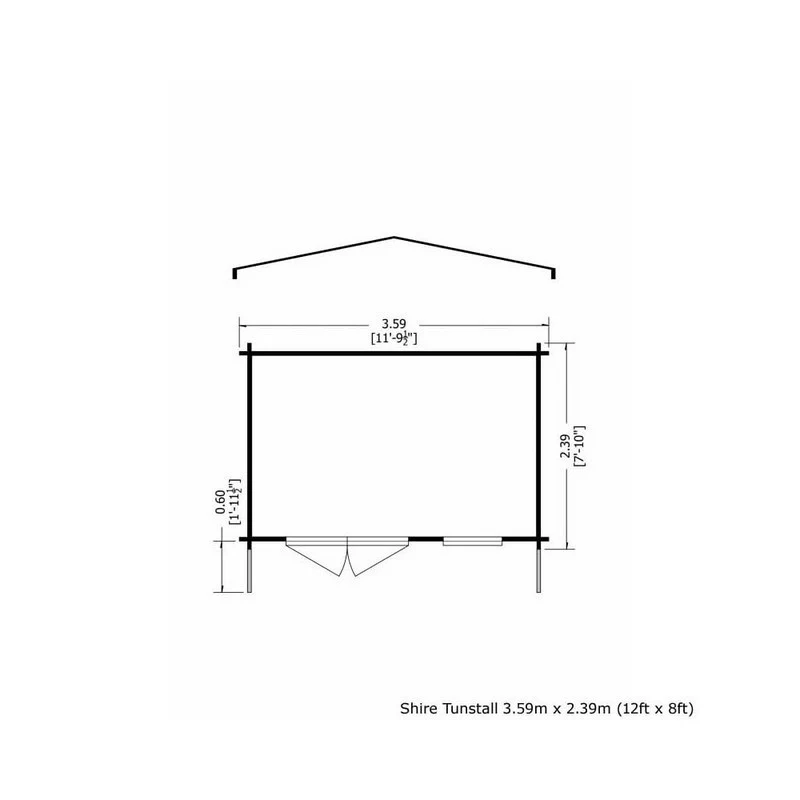 Shire Tunstall 11' 9" x 7' 10" Apex Log Cabin - Premium 44mm Cladding Tongue & Groove - Image 2