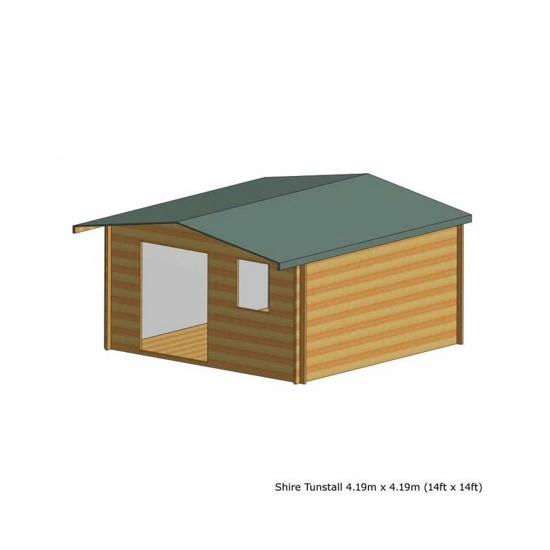 Shire Tunstall 13' 8" x 13' 8" Apex Log Cabin - Premium 70mm Cladding Tongue & Groove - Image 5