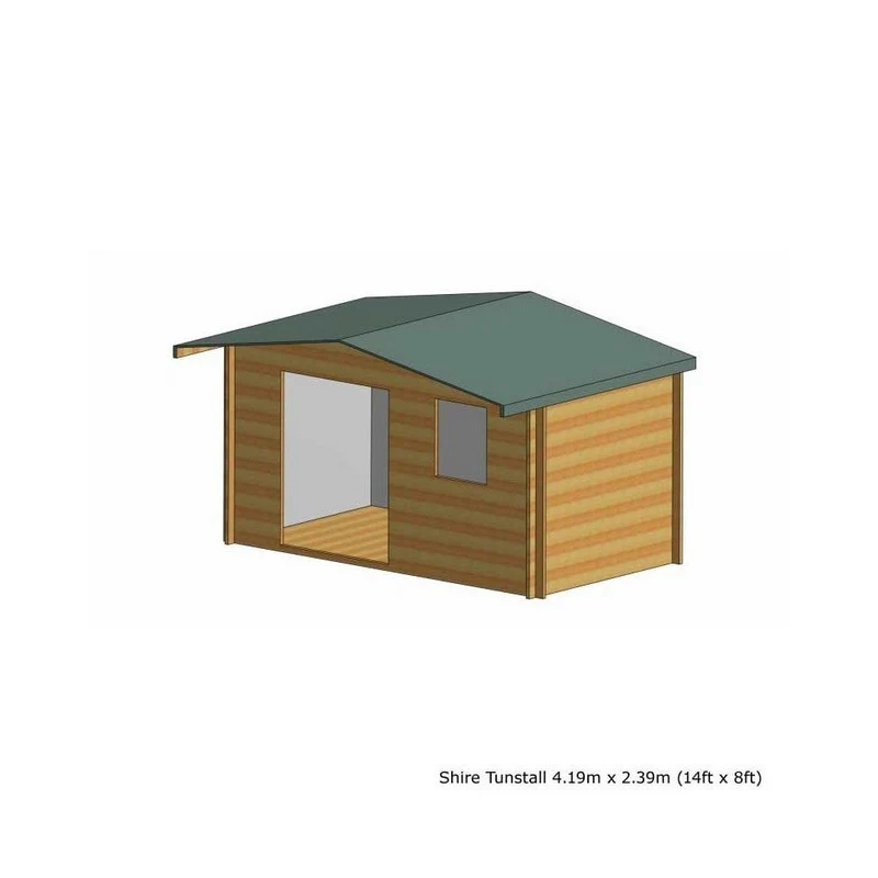 Shire Tunstall 13' 8" x 7' 10" Apex Log Cabin - Premium 28mm Cladding Tongue & Groove - Image 5