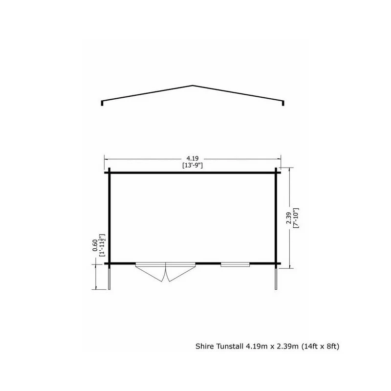 Shire Tunstall 13' 8" x 7' 10" Apex Log Cabin - Premium 44mm Cladding Tongue & Groove - Image 2