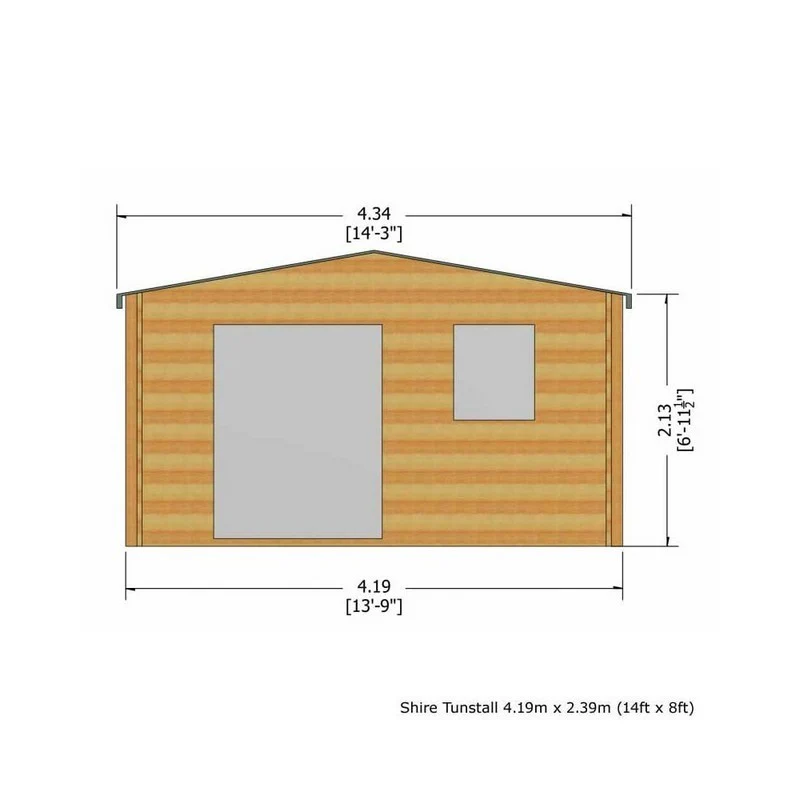 Shire Tunstall 13' 8" x 7' 10" Apex Log Cabin - Premium 44mm Cladding Tongue & Groove - Image 3