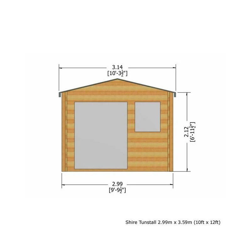 Shire Tunstall 9' 9" x 11' 9" Apex Log Cabin - Premium 28mm Cladding Tongue & Groove - Image 3