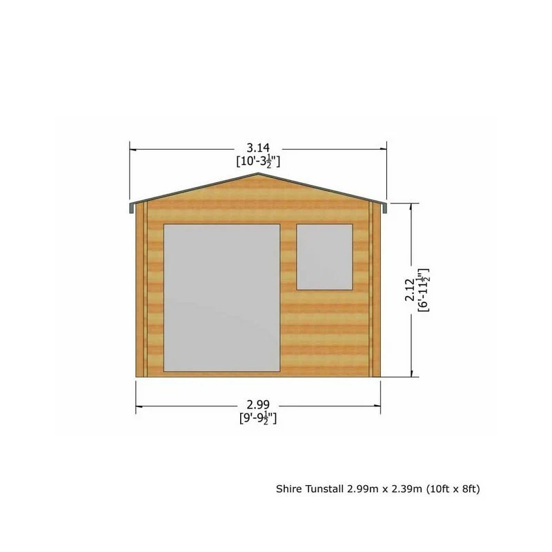 Shire Tunstall 9' 9" x 7' 10" Apex Log Cabin - Premium 28mm Cladding Tongue & Groove - Image 2