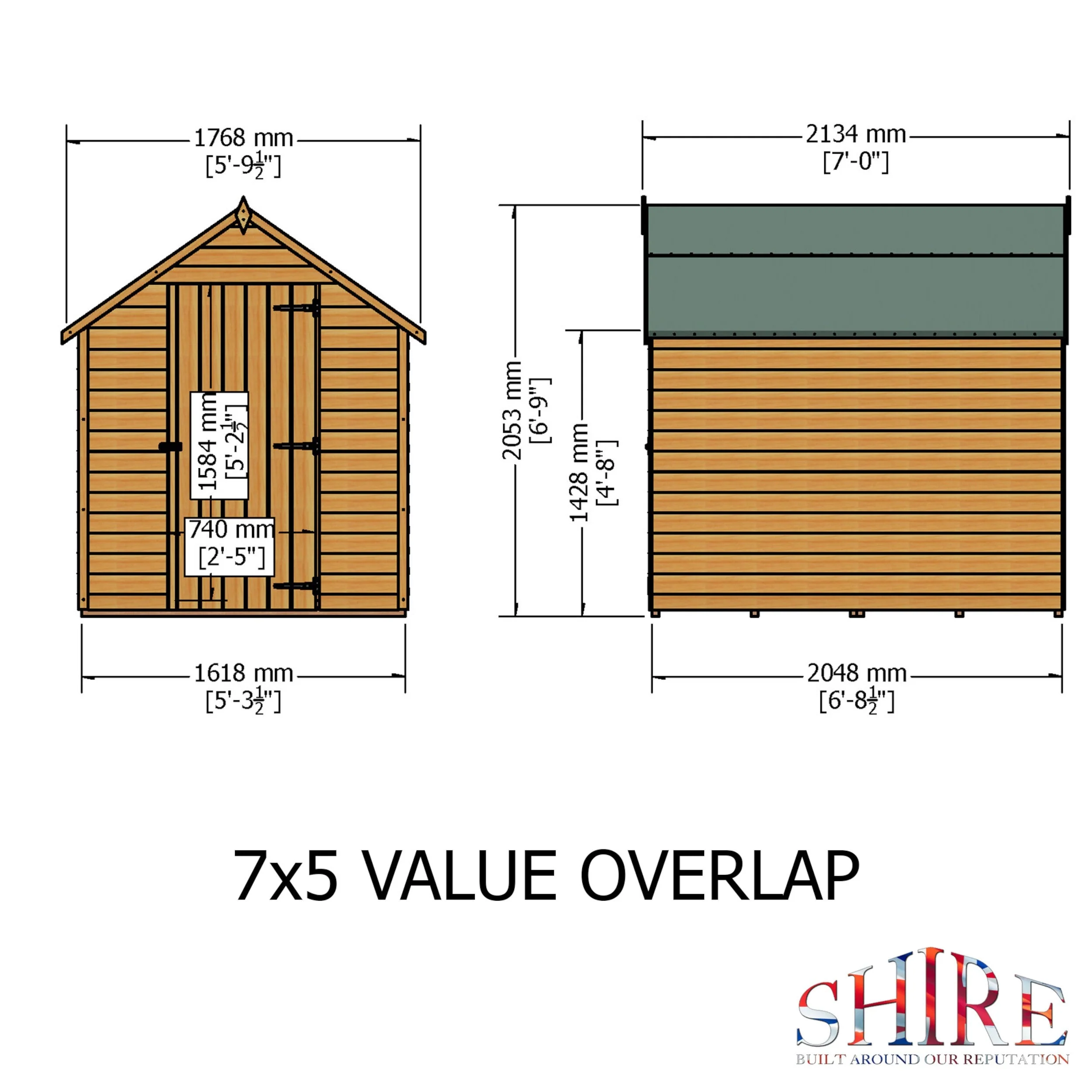 Wiltshire 5' 1" x 6' 8" Apex Shed - Premium Pressure Treated Overlap - Image 5