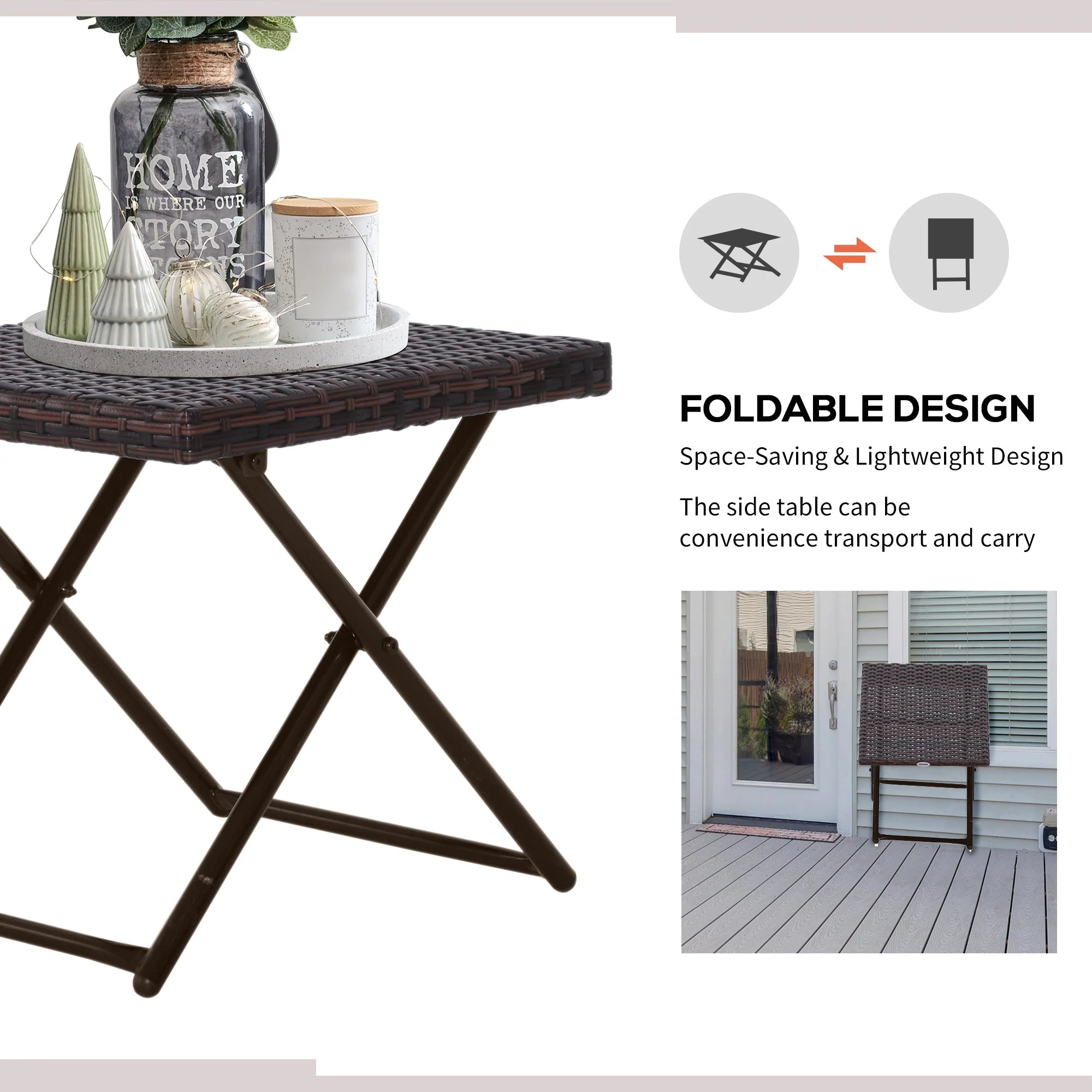 Wicker Rattan Folding Table - Image 3