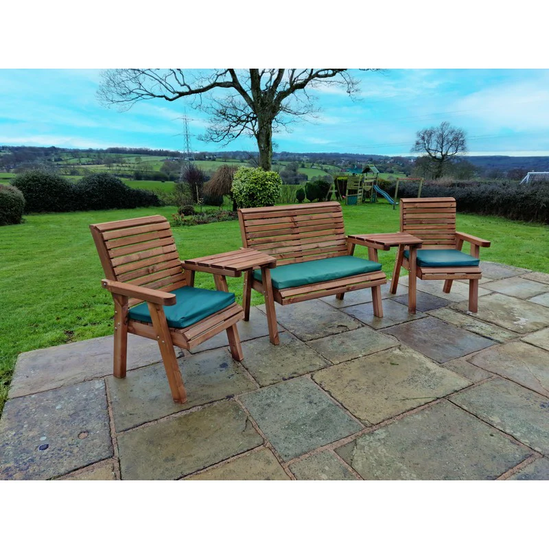 Swedish Redwood Angled Garden Tete a Tete by Croft - 4 Seats - Image 2