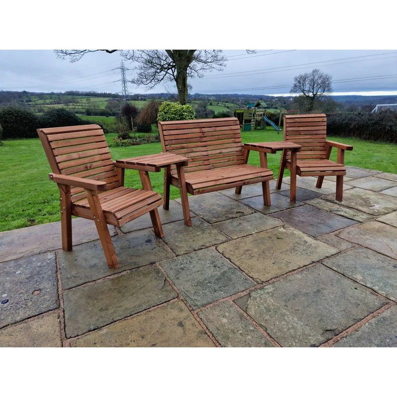 Swedish Redwood Angled Garden Tete a Tete by Croft - 4 Seats - Image 3