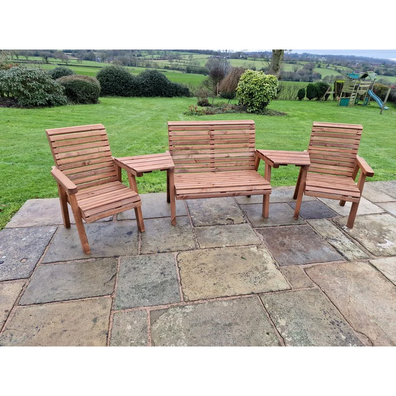 Swedish Redwood Angled Garden Tete a Tete by Croft - 4 Seats - Image 4