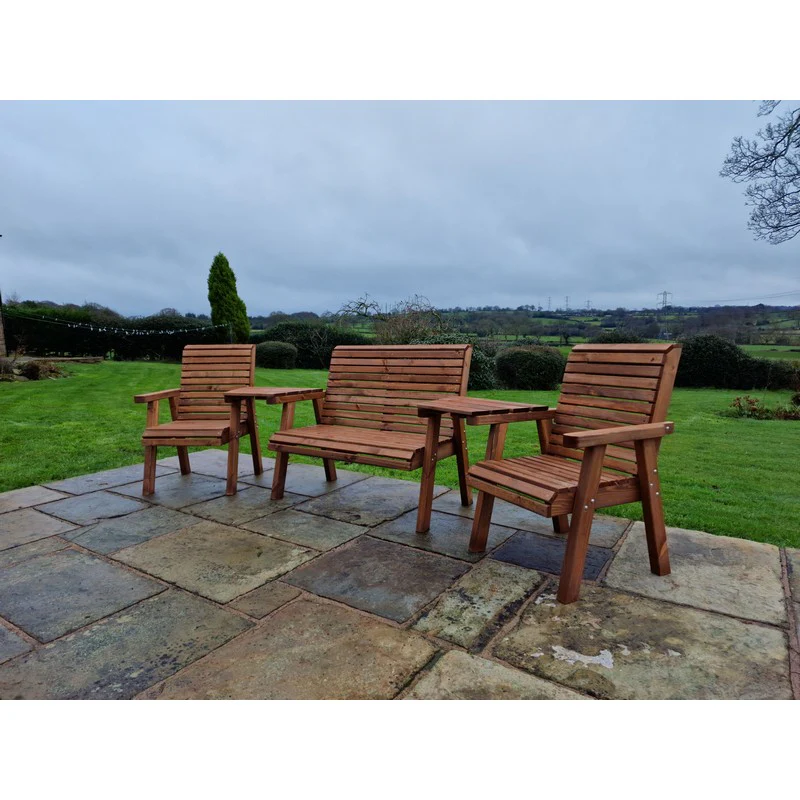Swedish Redwood Angled Garden Tete a Tete by Croft - 4 Seats - Image 7