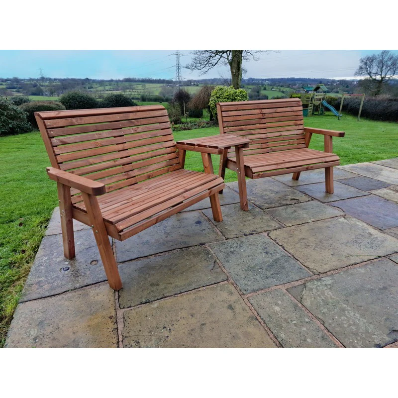 Swedish Redwood Angled Garden Tete a Tete by Croft - 4 Seats - Image 2