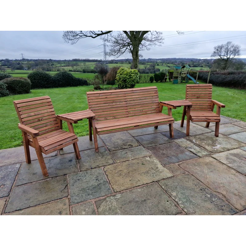 Swedish Redwood Angled Garden Tete a Tete by Croft - 5 Seats - Image 3