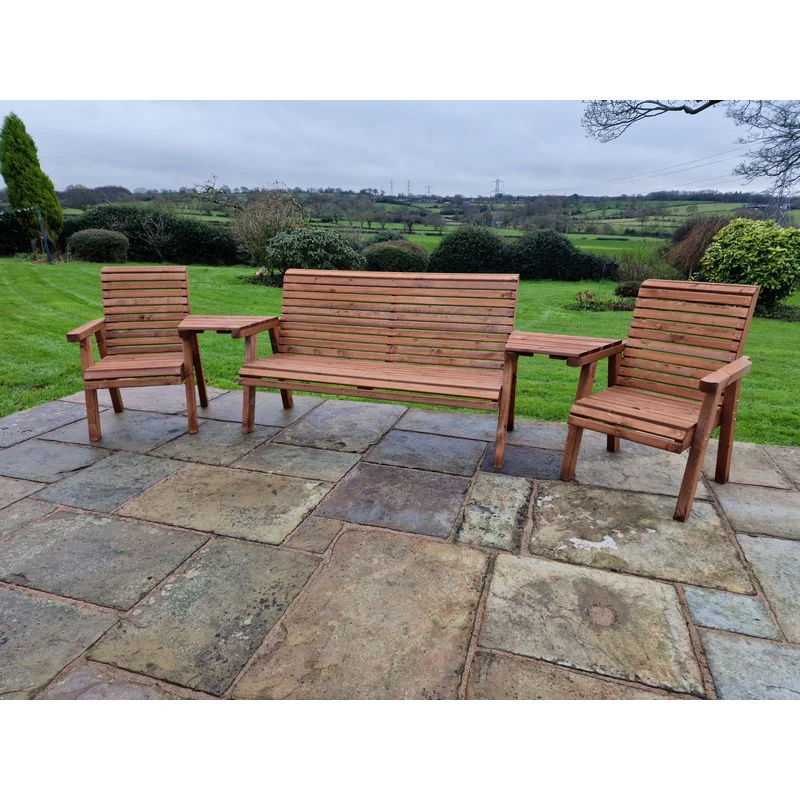 Swedish Redwood Angled Garden Tete a Tete by Croft - 5 Seats - Image 4