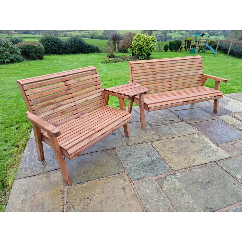Swedish Redwood Angled Garden Tete a Tete by Croft - 5 Seats - Image 2