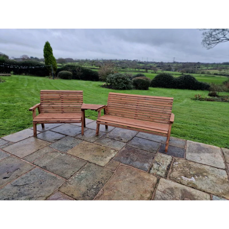 Swedish Redwood Angled Garden Tete a Tete by Croft - 5 Seats - Image 3