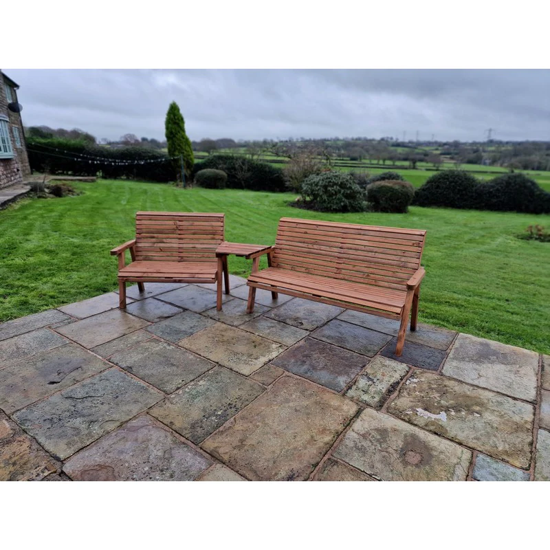 Swedish Redwood Angled Garden Tete a Tete by Croft - 5 Seats - Image 5