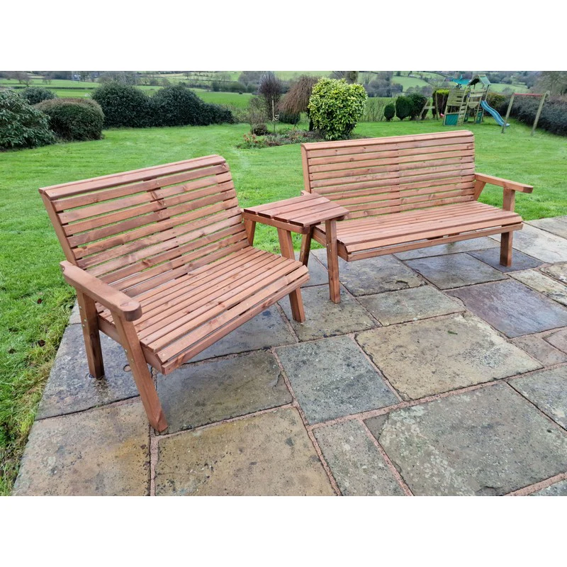 Swedish Redwood Angled Garden Tete a Tete by Croft - 5 Seats - Image 6