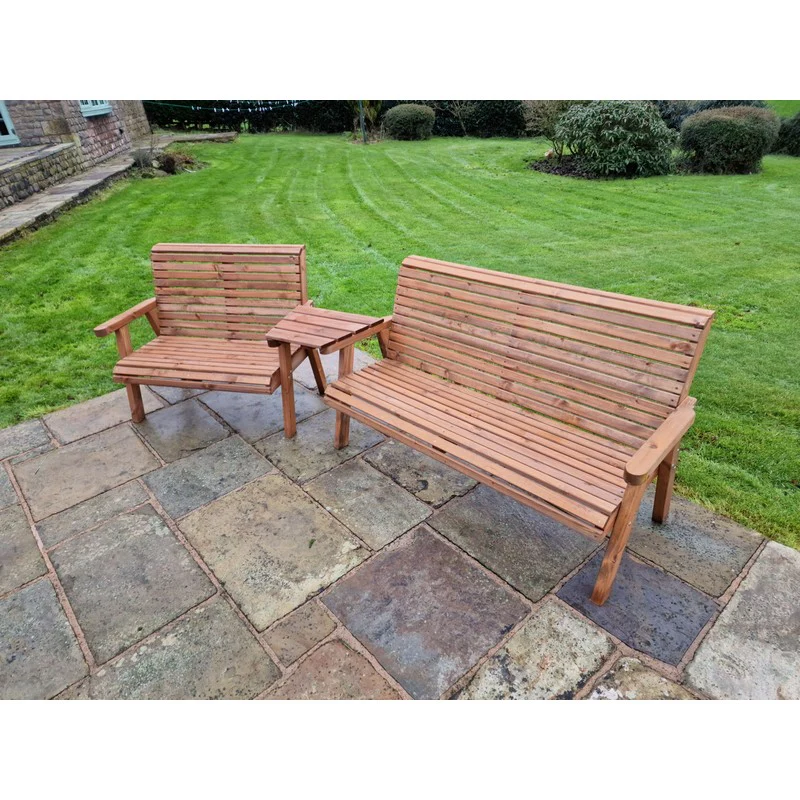 Swedish Redwood Angled Garden Tete a Tete by Croft - 5 Seats - Image 7