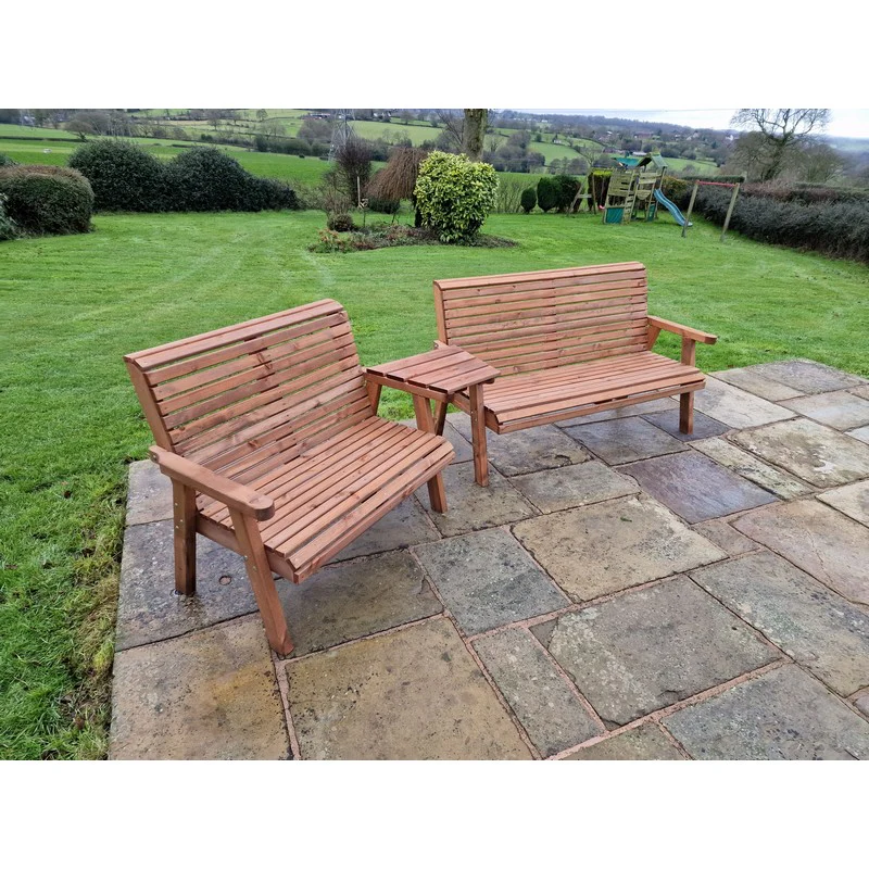 Swedish Redwood Angled Garden Tete a Tete by Croft - 5 Seats - Image 9
