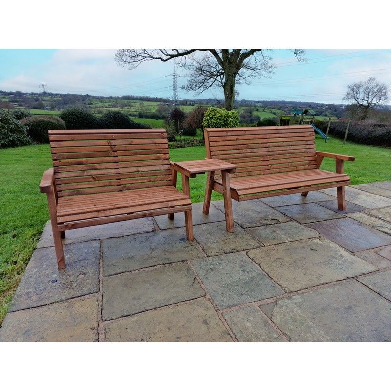 Swedish Redwood Straight Garden Tete a Tete by Croft - 5 Seats - Image 4