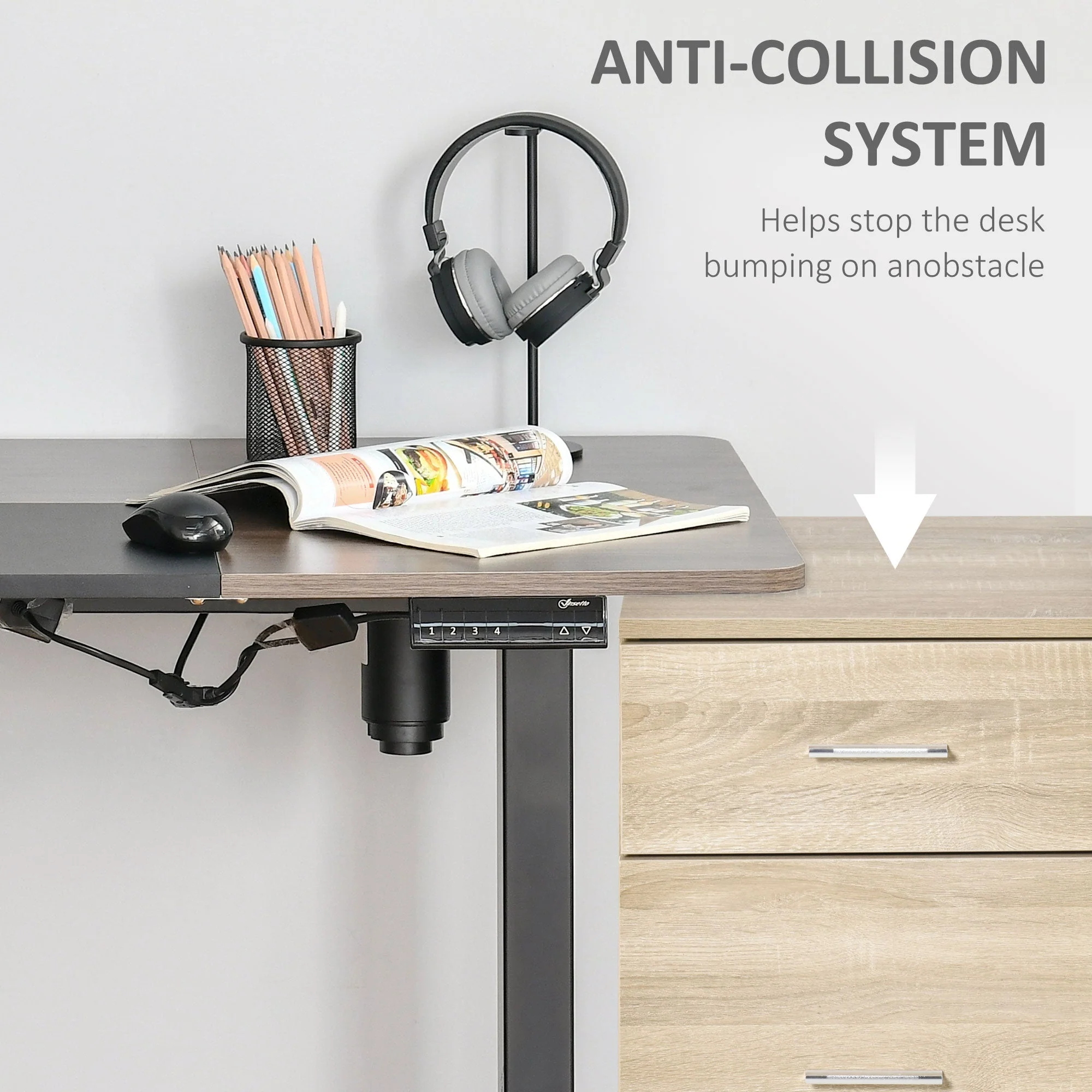 Vinsetto Height Adjustable Electric Standing Desk Stand Up Desk for Home Office Black - Image 7